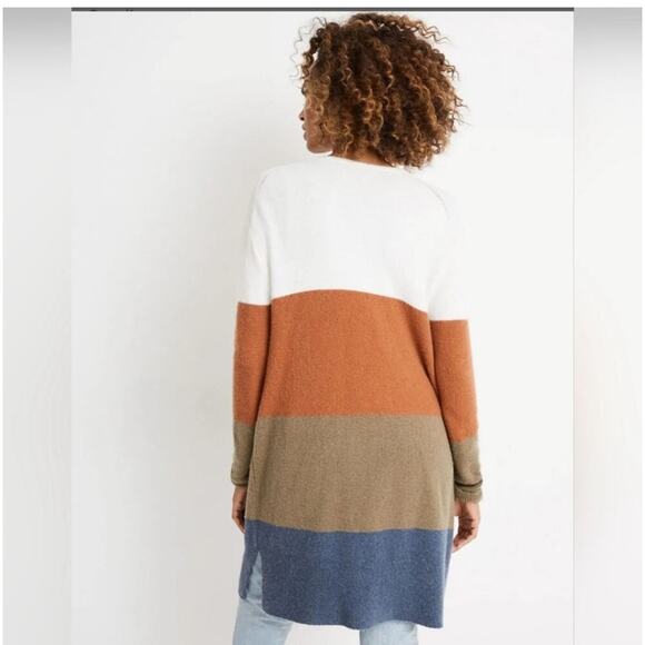 Madewell Kent striped open front cardigan alpaca Marino wool blend longline - Picture 9 of 9